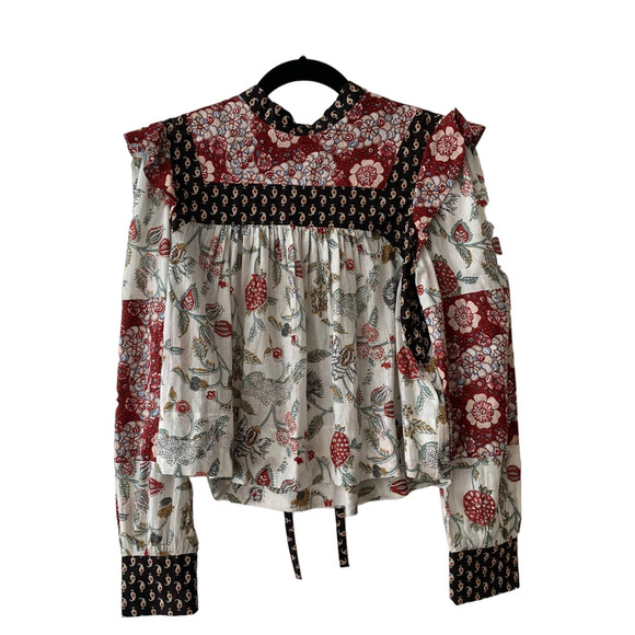 ALIX OF BOHEMIA Madeline Patchwork Top Blouse Size Small - Picture 12 of 13